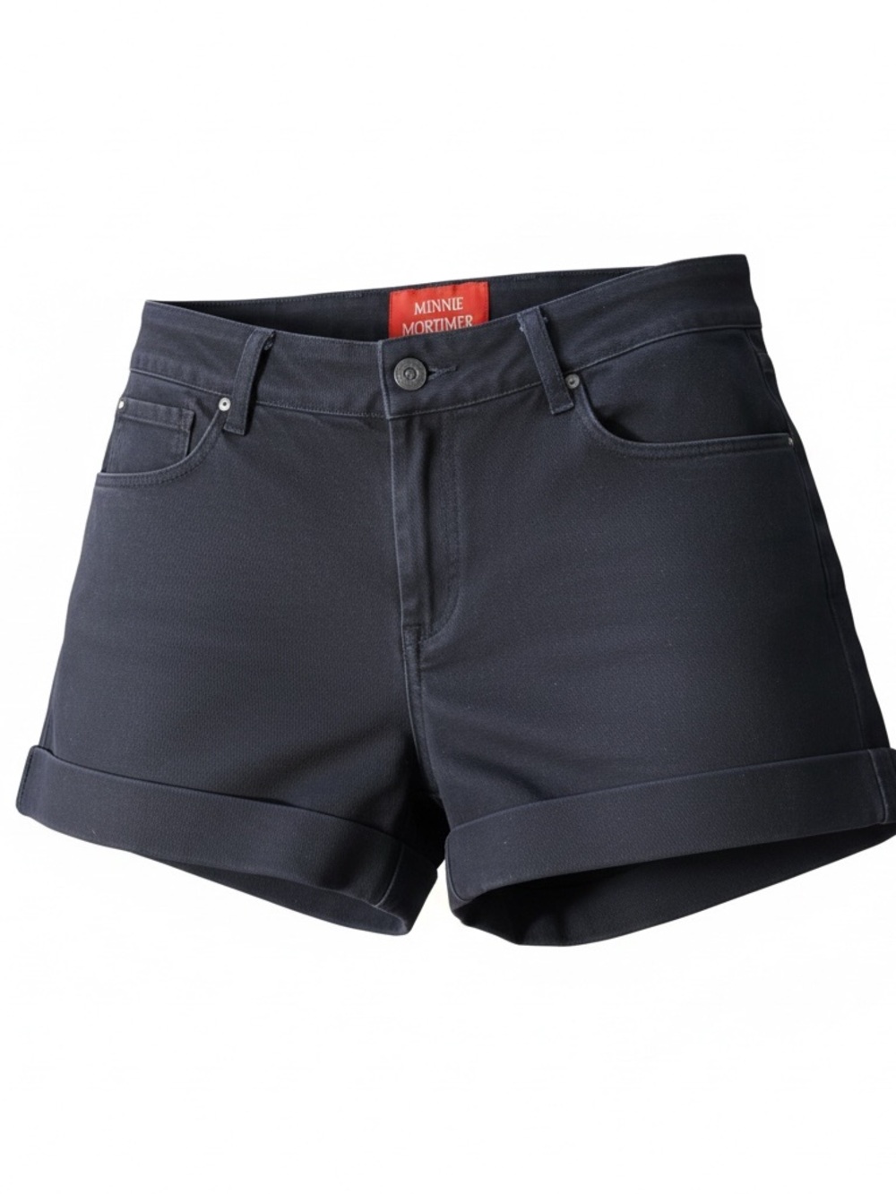 Navy Rolled-Hem Jean Shorts